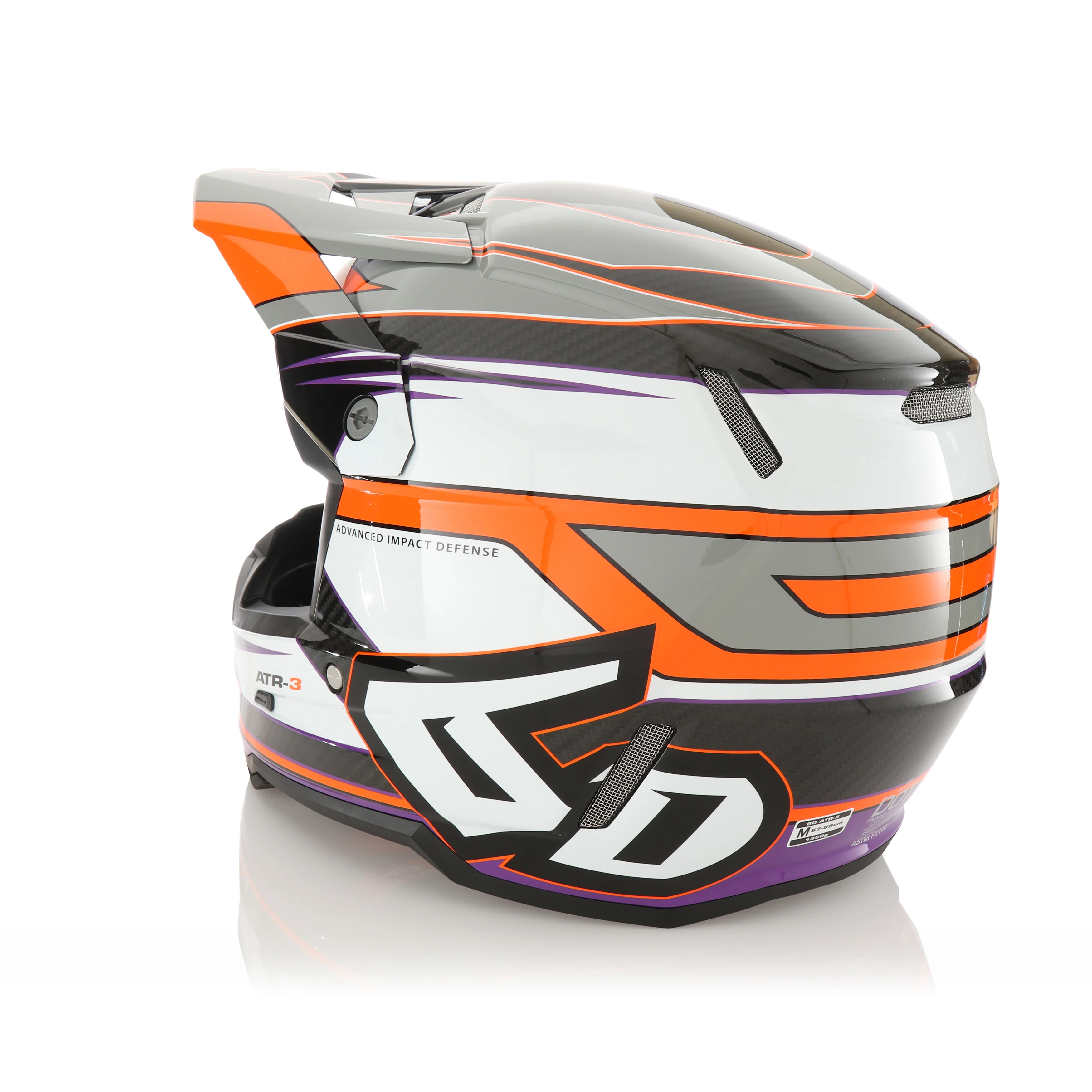 6D ATR-3 Hyper Helmet - Orange / Purple - Image 6