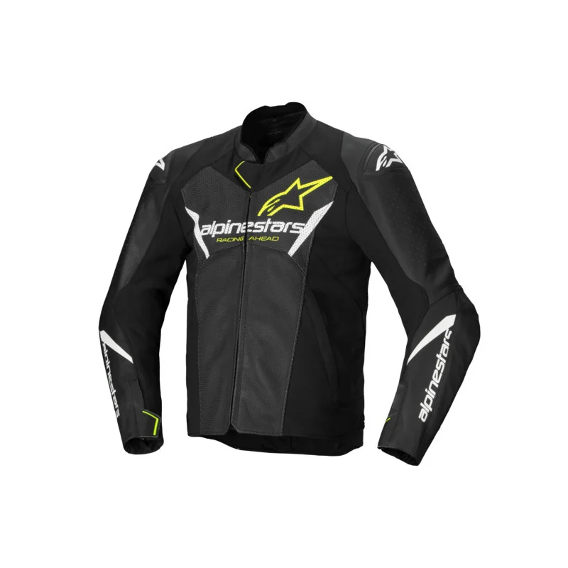 Alpinestars Faster V3 Air Leather Jacket - Black / White Yellow