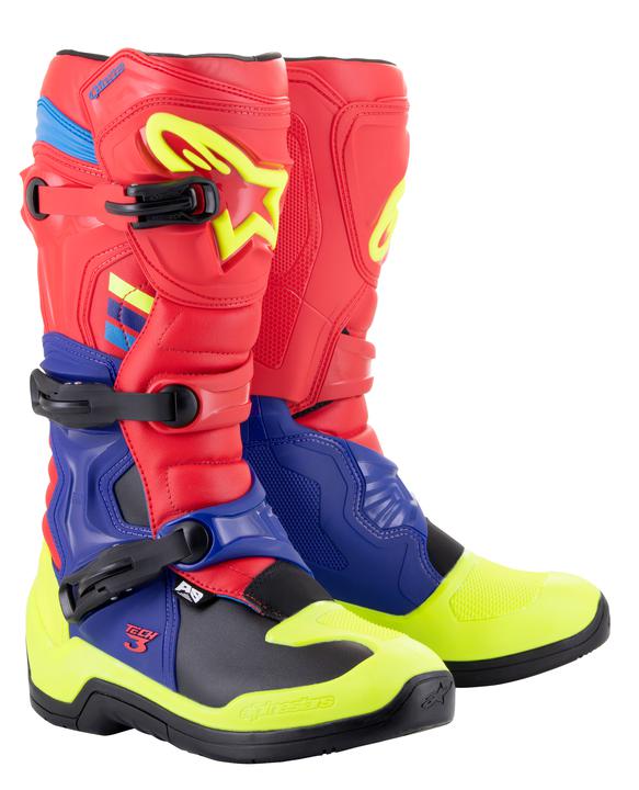 Alpinestars Tech 3 Boots - Red / Blue / Yellow