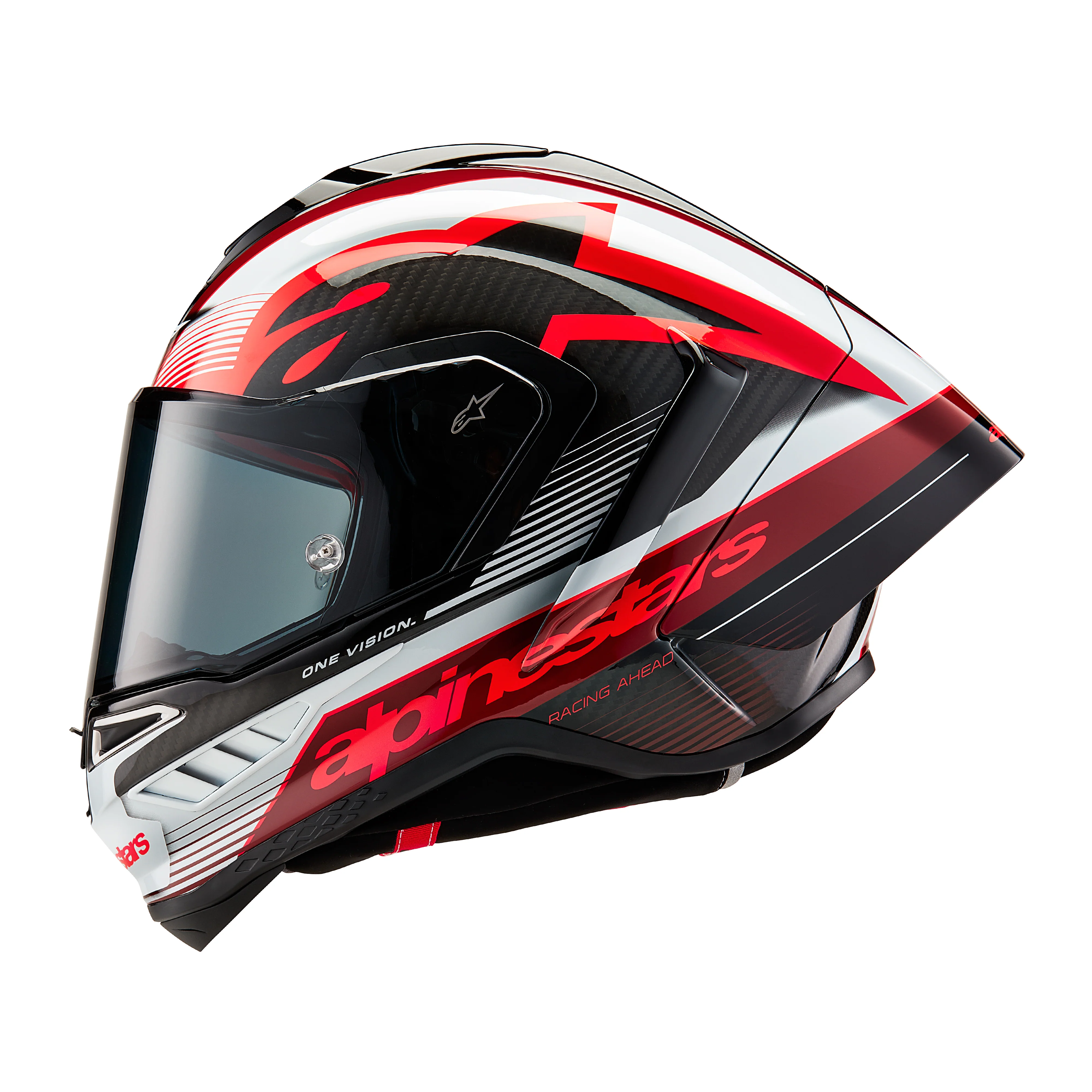 Alpinestars Supertech SR10 Helmet - Team Carbon Black / Red / White - Image 3