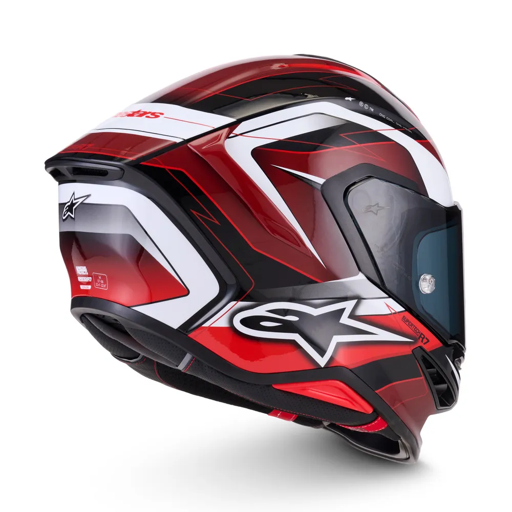 Alpinestars Supertech R7 Kinetis Helmet - Black / White / Red - Image 5