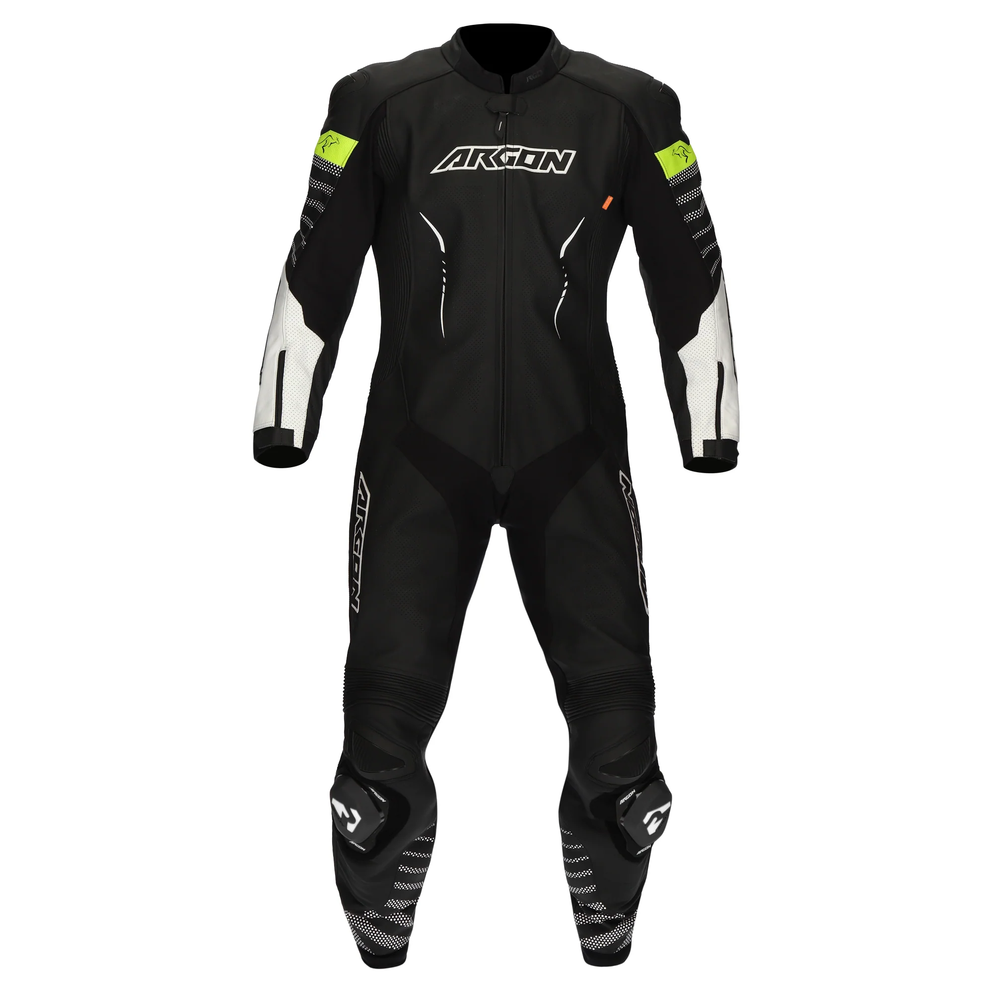 Argon Pursuit 1-Piece Leather Race Suit - Black / White - Image 2