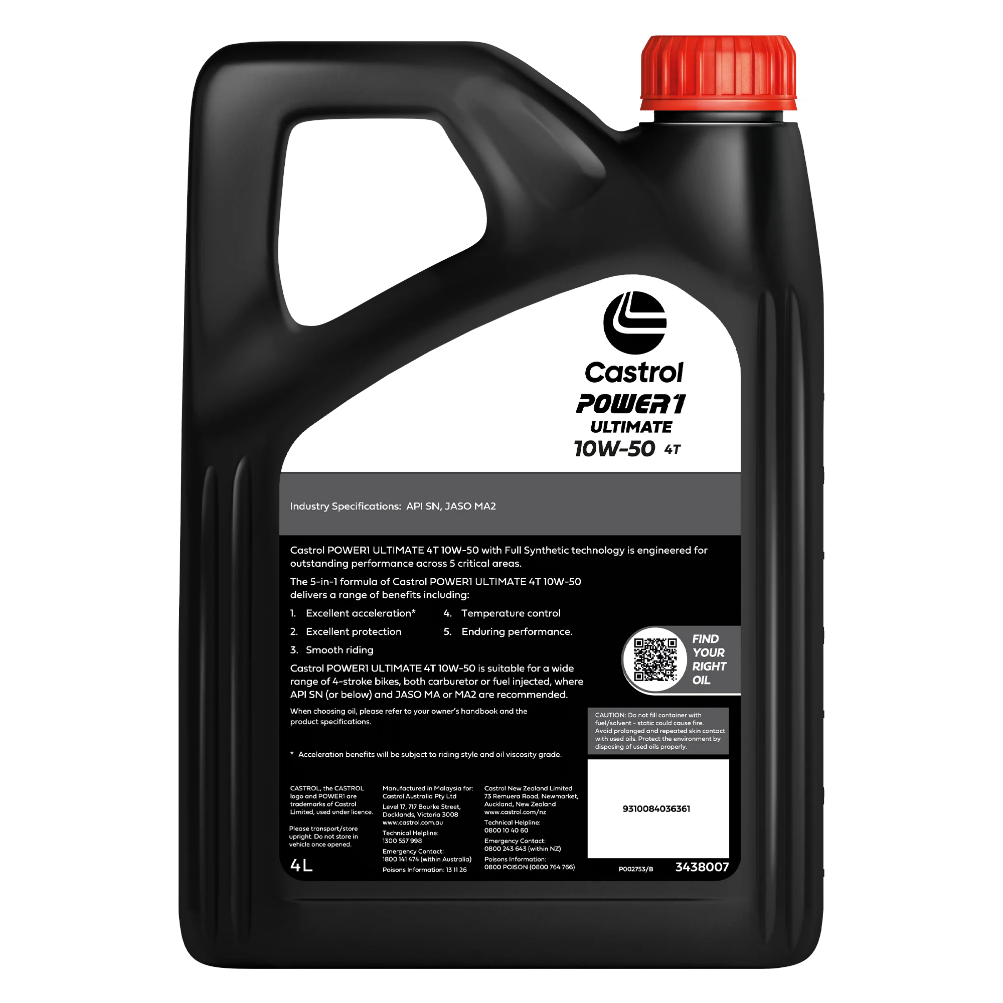 Castrol Power 1 Ultimate 4T 10W-50 - 4L - Image 2