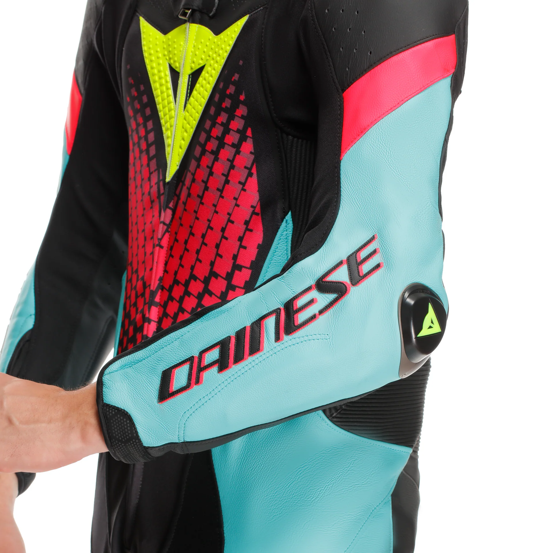 Dainese Laguna Seca 6 1-Piece Perforated Suit - Black / Water / Fuxia - Image 3