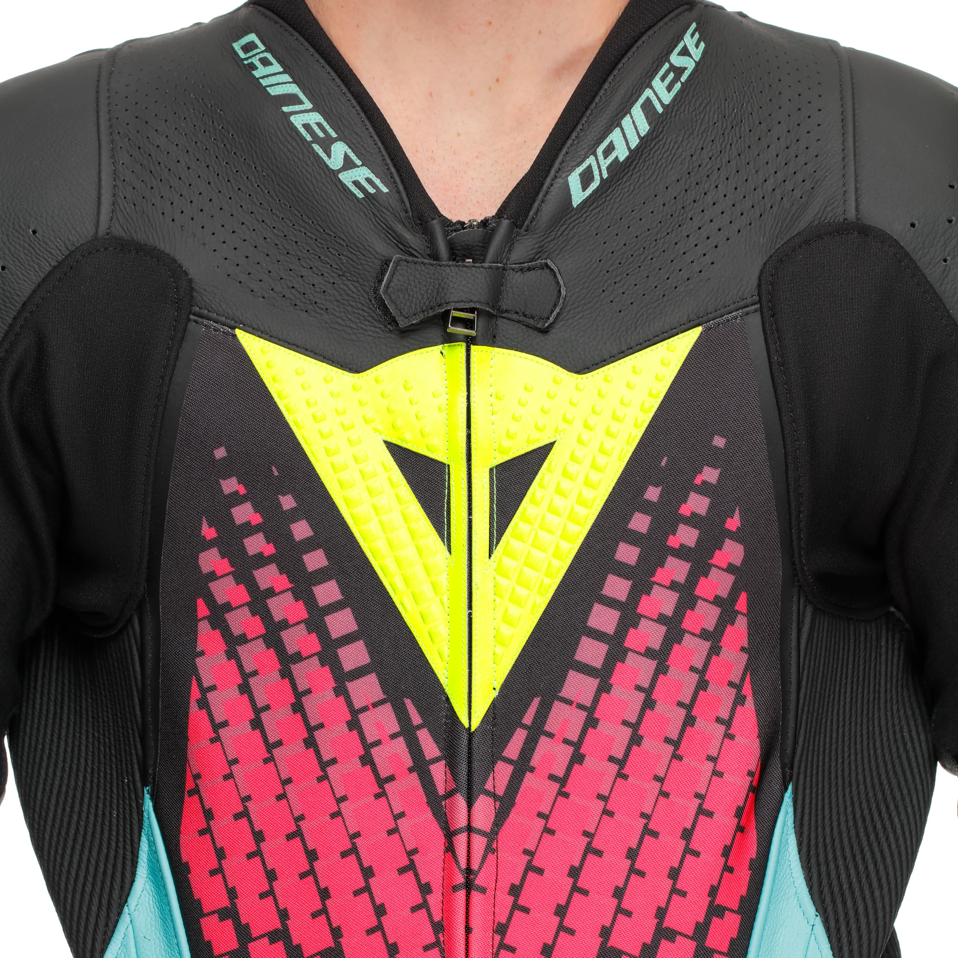 Dainese Laguna Seca 6 1-Piece Perforated Suit - Black / Water / Fuxia - Image 5