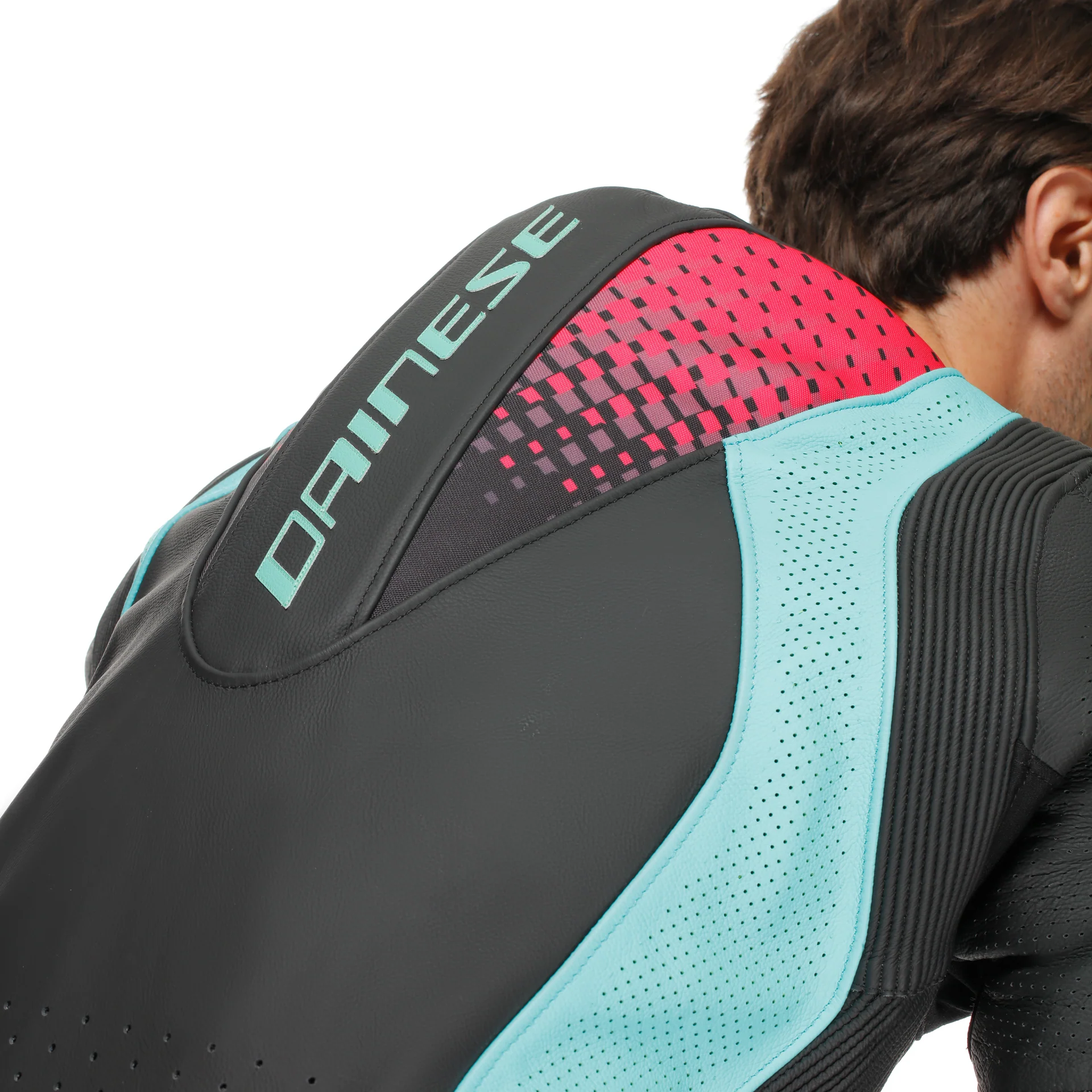 Dainese Laguna Seca 6 1-Piece Perforated Suit - Black / Water / Fuxia - Image 6