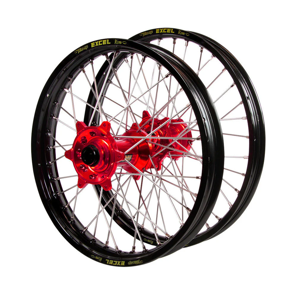 HAAN Hubs / Excel Rims Wheelset (21*1.60 19*2.15) - Red / Black