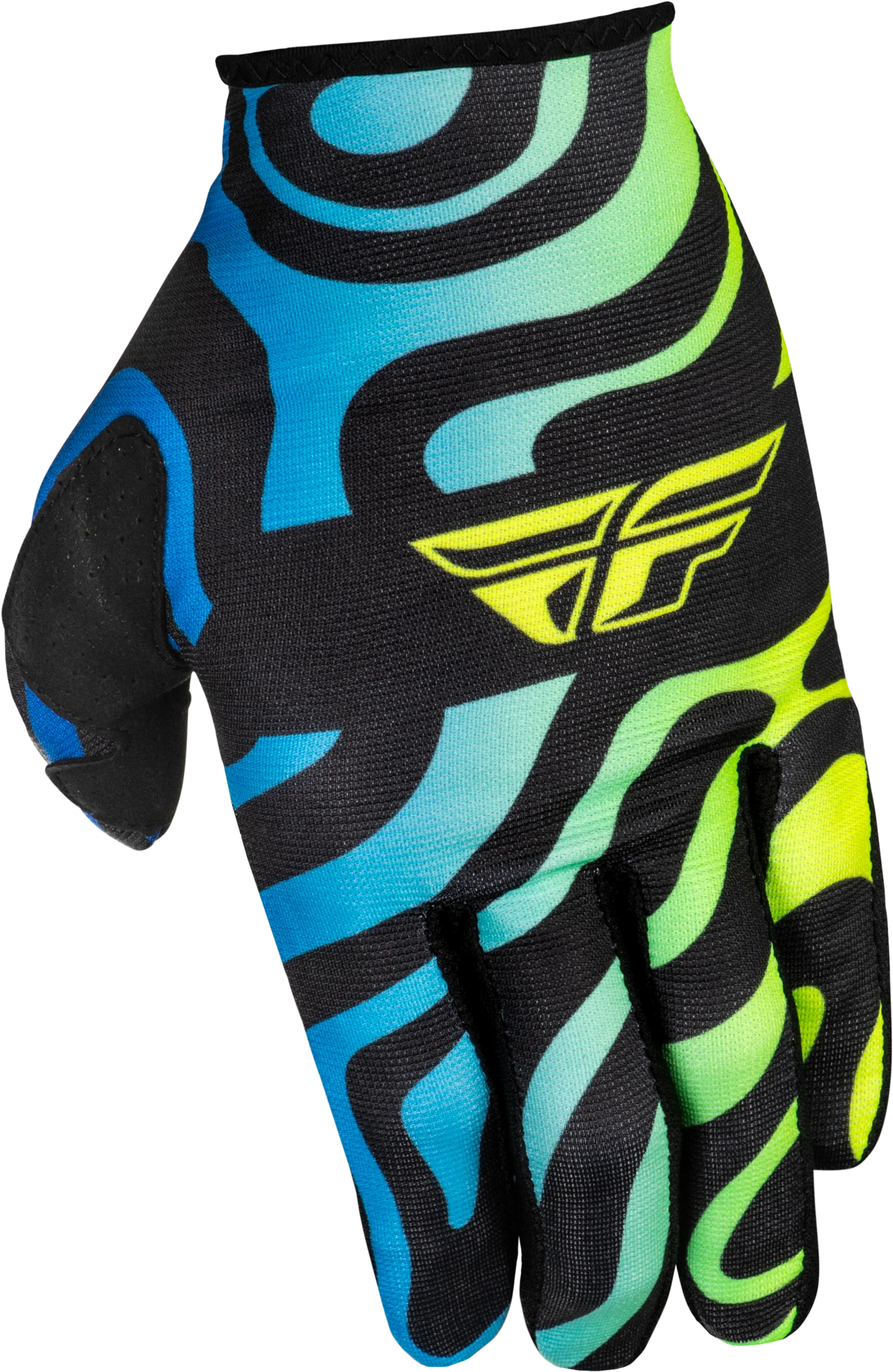 Fly MX25 Lite Zen Gloves - Black / Blue / Yellow - Image 3