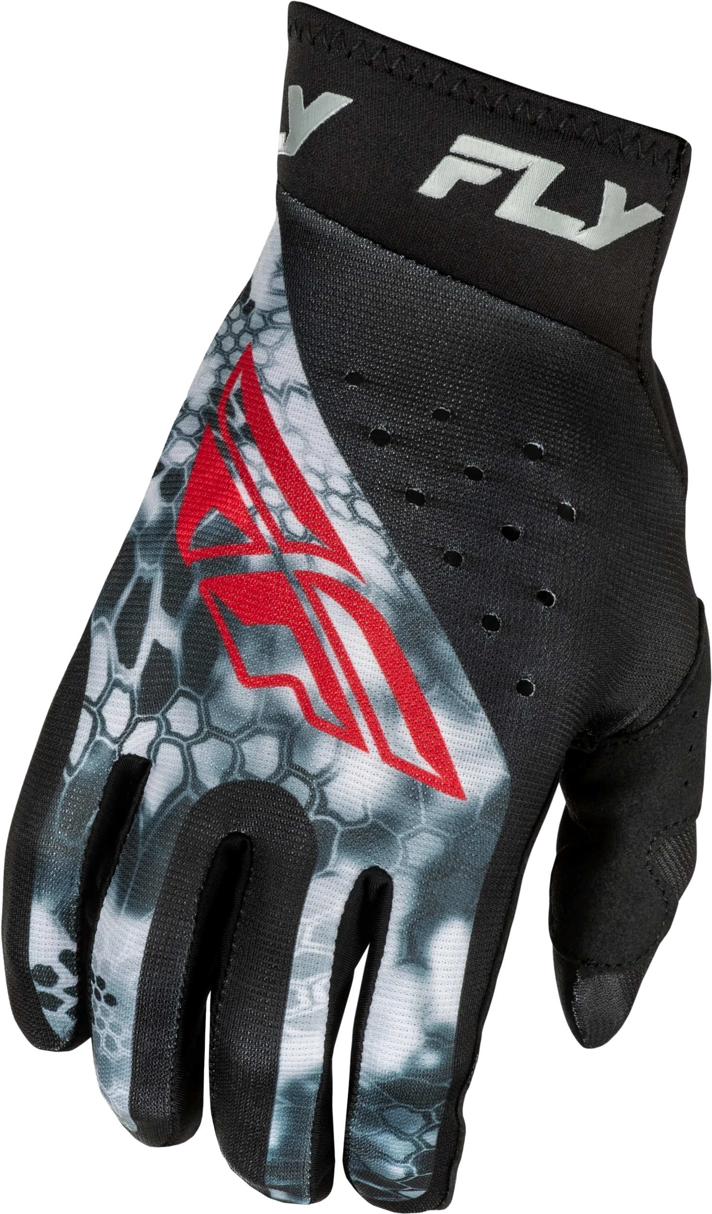 Fly MX25 Pro L Kryptek Gloves - Black Red Grey