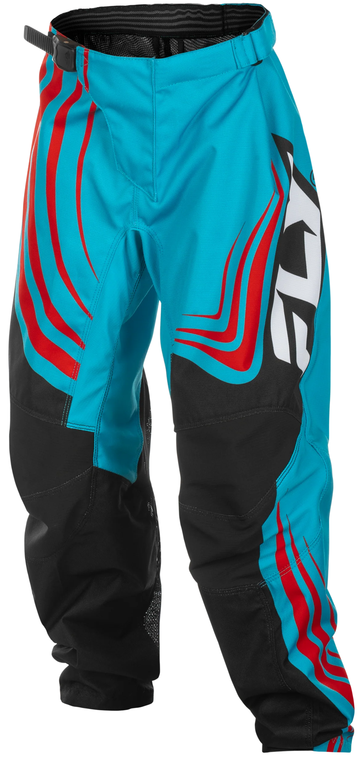 Fly MX25 Youth F-16 Pants Cyan - Black Red - Image 4