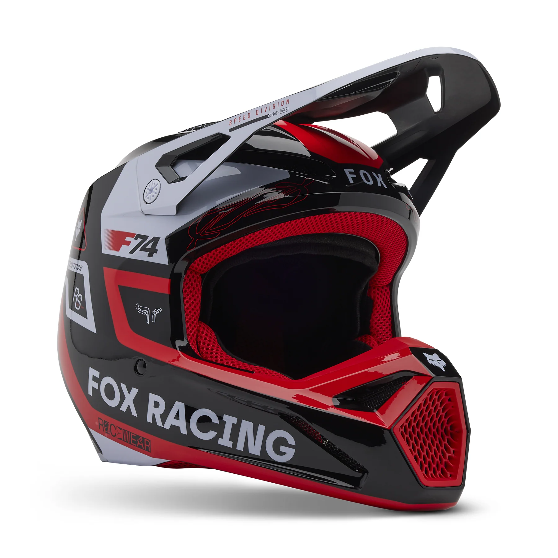 Fox MX25 V1 Race Spec Helmet - Black / Grey / Red - Image 2