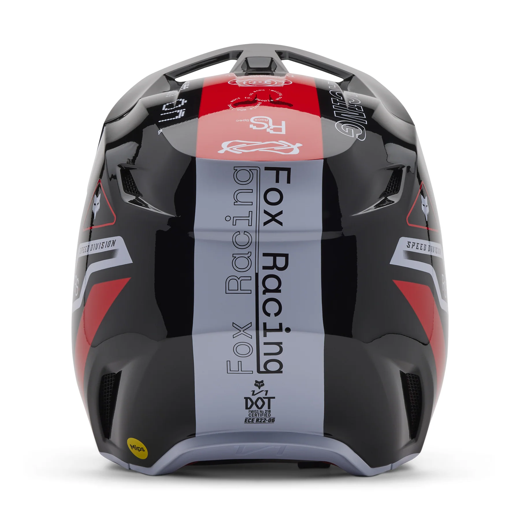 Fox MX25 V1 Race Spec Helmet - Black / Grey / Red - Image 5
