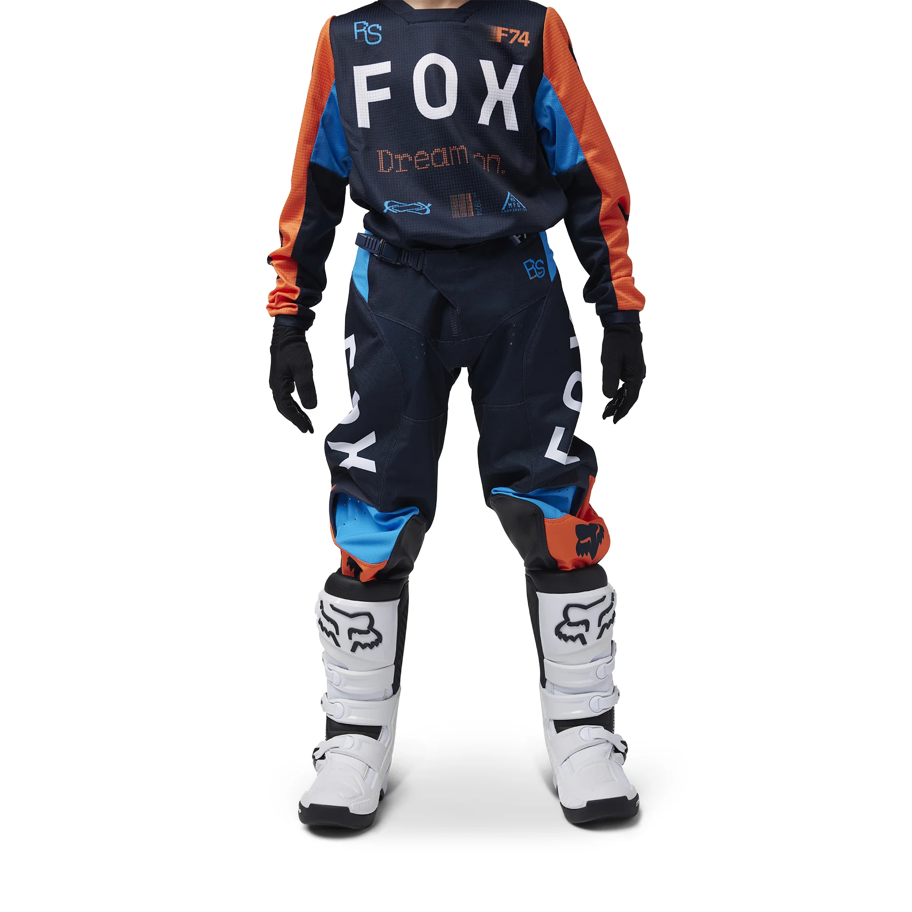 Fox MX25 Youth 180 Race Spec Pants Navy Orange - Image 3