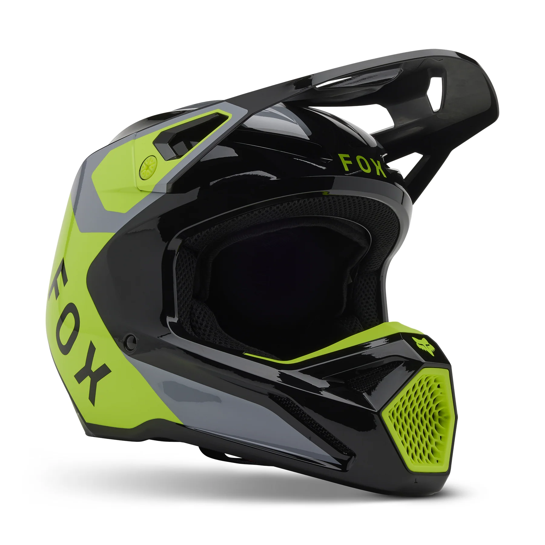 Fox MX25 Youth V1 Lean Helmet - Grey / Yellow - Image 2