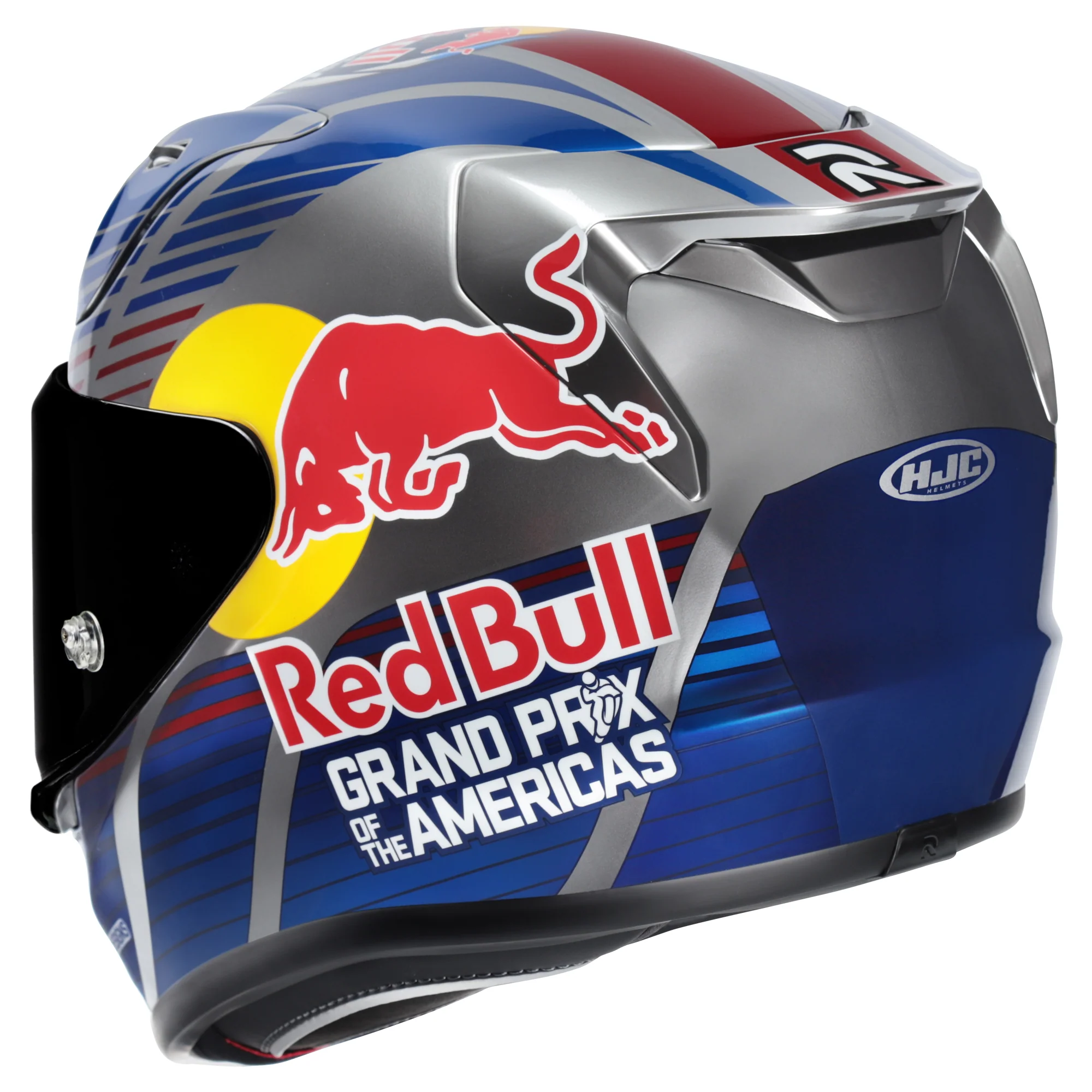HJC RPHA 12 Helmet Red Bull Austin GP2 MC-21 - White / Blue - Image 3