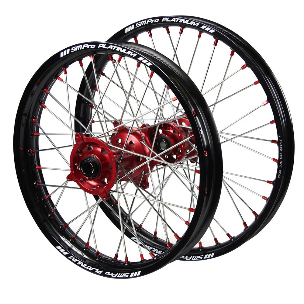 SM Pro Hub / SM Pro Platinum Rim Wheelset (21*1.6 / 19*2.15) - Red / Black