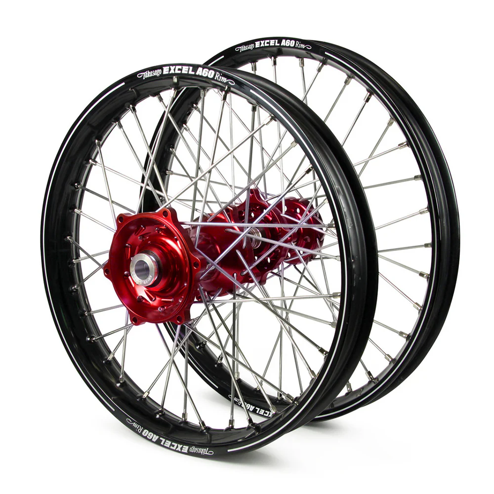 Honda Talon / Excel A60 Snr MX Black Rims / Red Hubs Wheel Set Xr 650 2000-2011 (21 / 18X2.15)