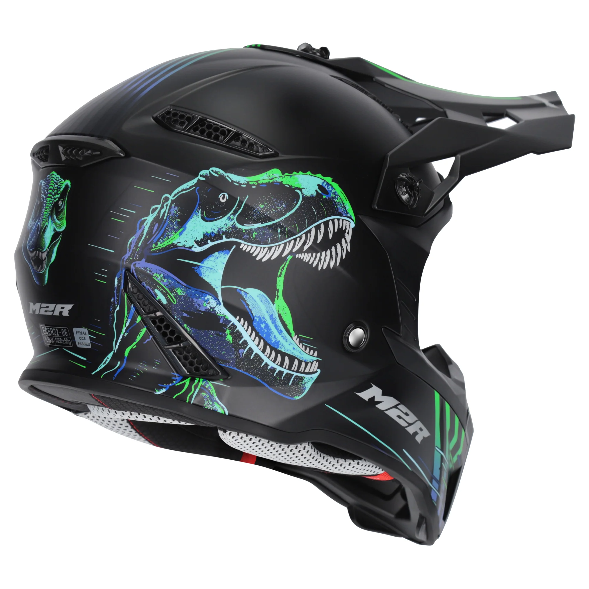 M2R X2.1 Youth Helmet T-Rex PC-2F - Blue - Image 2