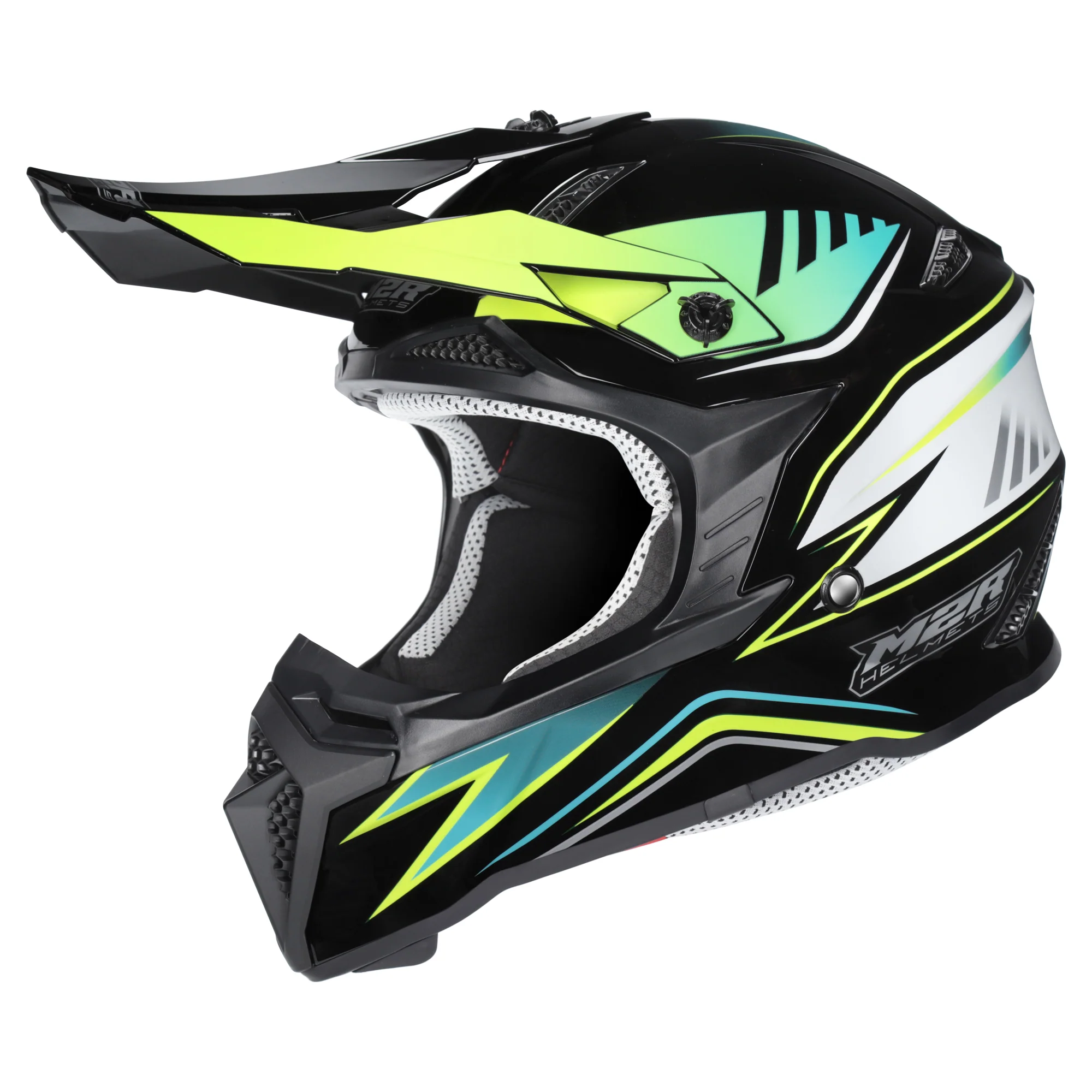 M2R X2.1 Youth Hype Helmet PC-3 - Black / White / Teal