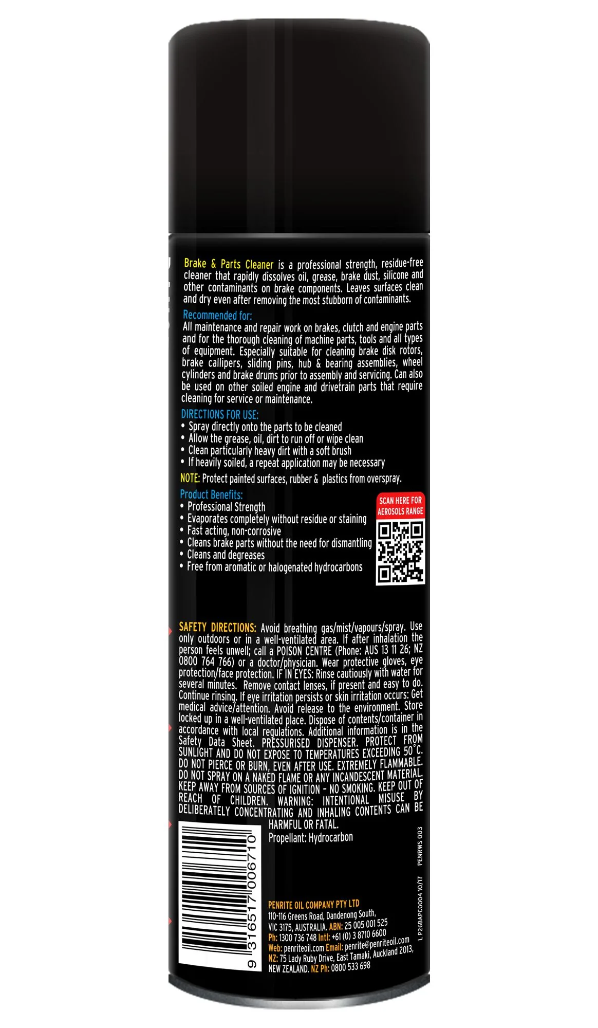 Penrite P26 Brake & Parts Cleaner - 400ml - Image 2