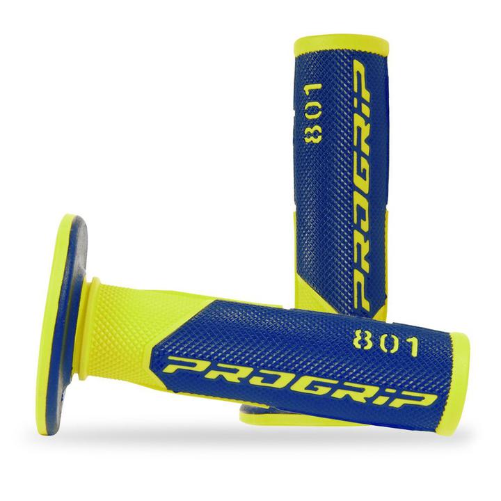 Progrip Dual Density 801 Half Waffle Grips - Yellow/Blue