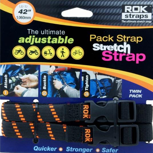 Rok Straps Adjustable Stretch 2 Pack - Black With Orange Twist Medium Duty - Image 5