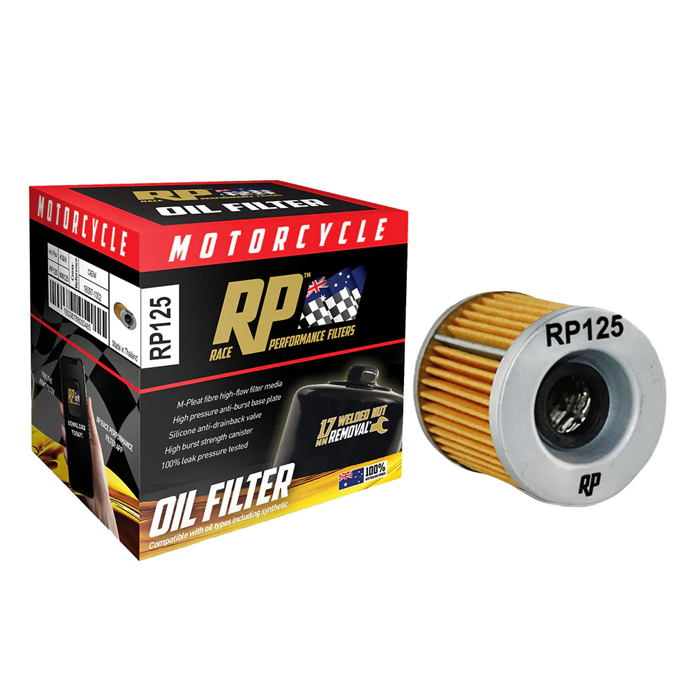 Race Performance Motorcycle Oil Filter - RP125 KN-125
