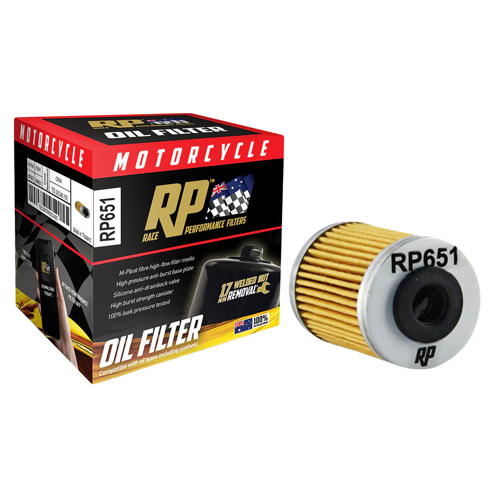Race Performance Motorcycle Oil Filter - RP651 KN-651