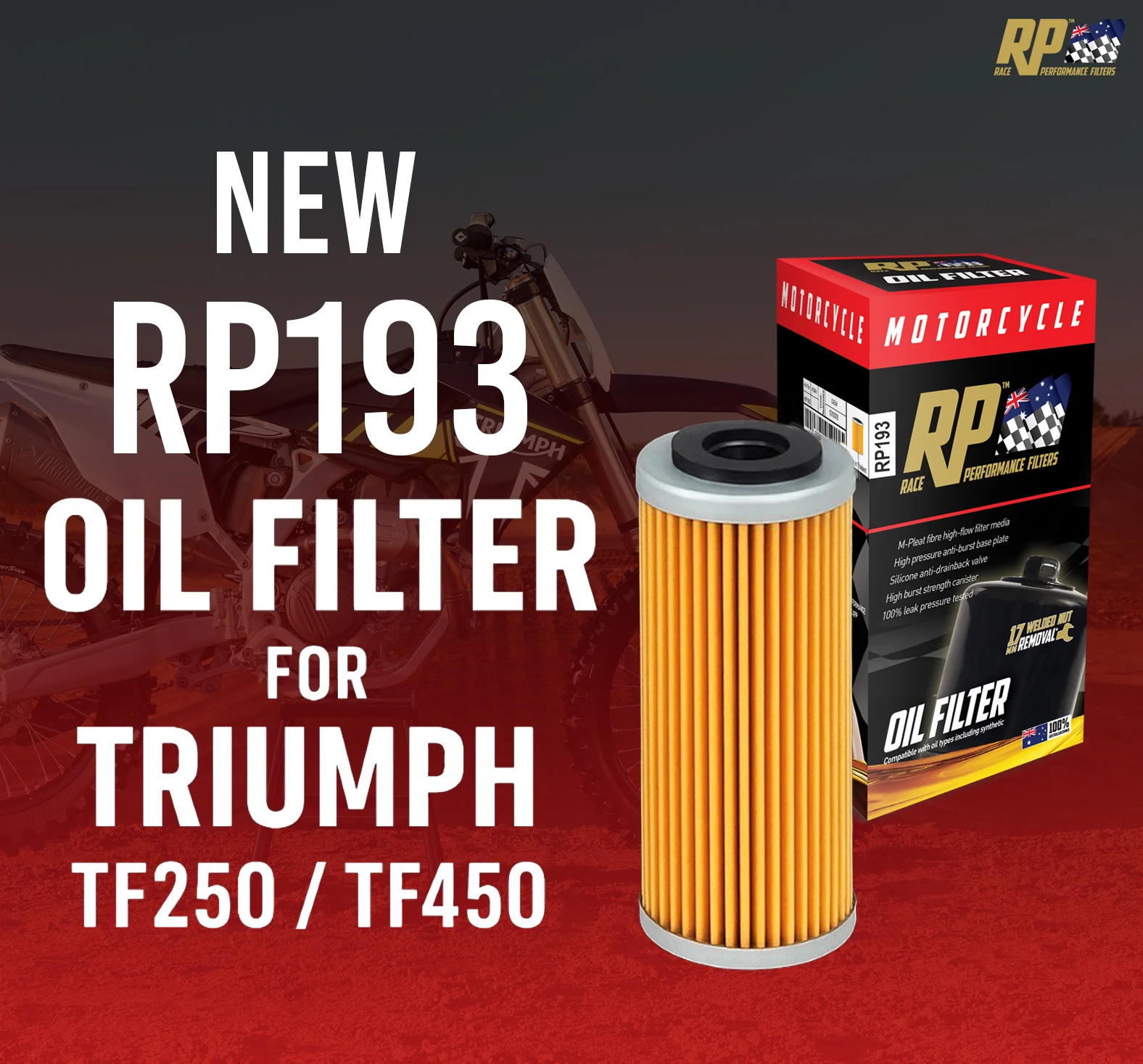 Race Performance Motorcycle Oil Filter - RP193 - Image 2