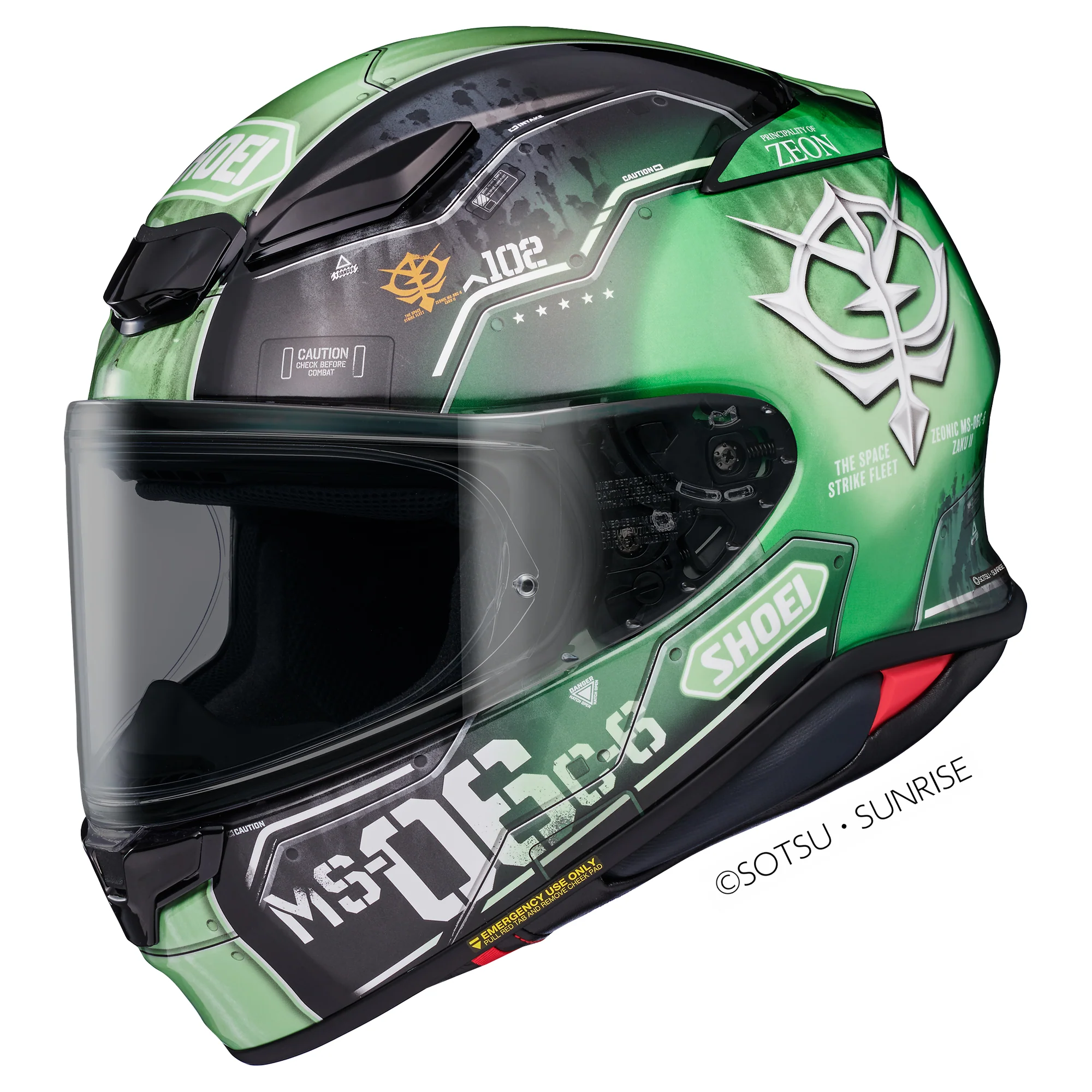 Shoei NXR2 Helmet MS-06C-6 Zaku II TC-4 - Green - Image 4