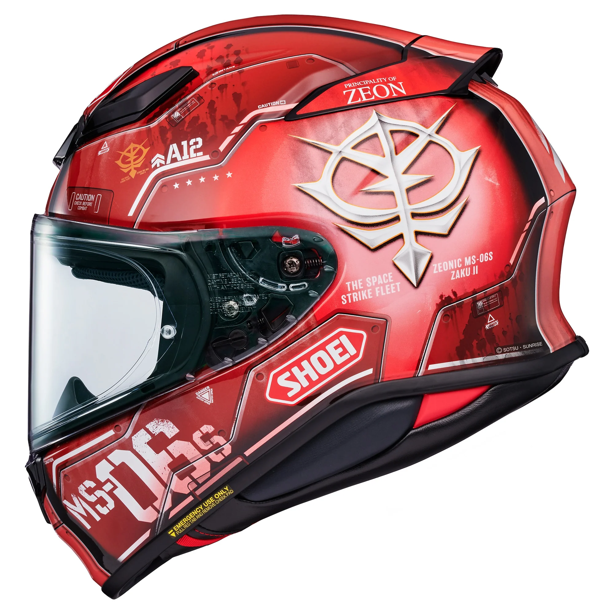 Shoei NXR2 Helmet MS-06S Char Zaku II TC-1 - Red - Image 2