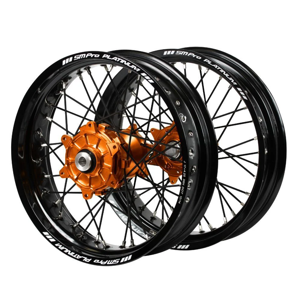 SM Pro Cush Drive Hubs & Rims Supermotard Wheel Set - Blue / Black