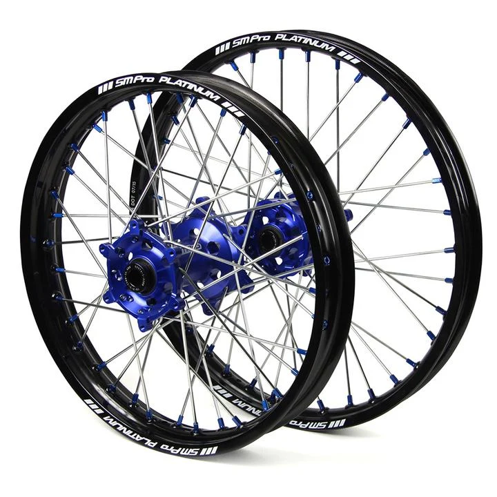 SM Pro Platinum & Bridgestone Tyre Bundle - MX Black Rim / Blue Hub / Blue Nipples Wheelset (21X1.60 / 18X2.15") - Image 2