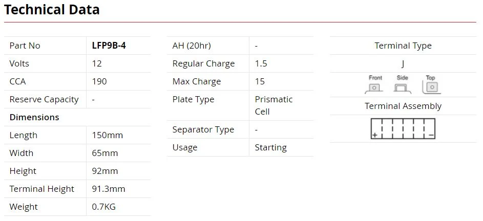SSB Lithium-Ion Battery - LFP9B-4 - Image 2