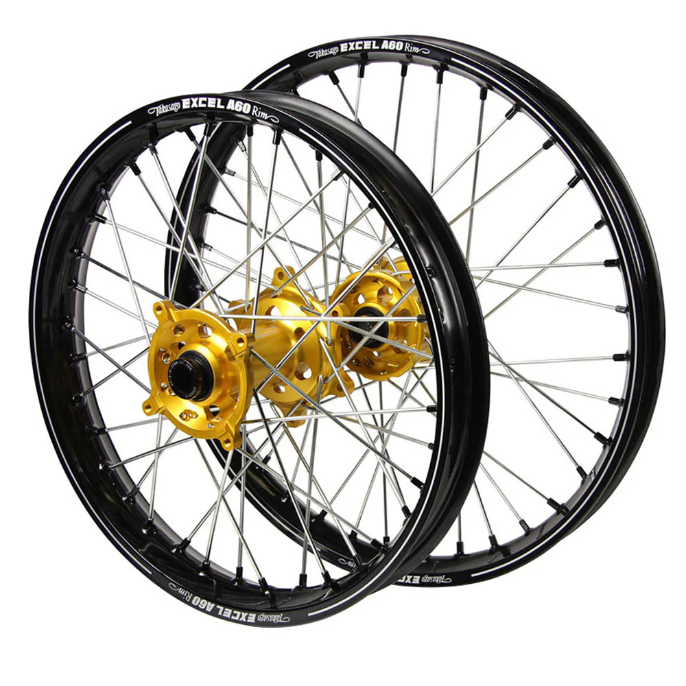 SM Pro Hubs / A60 Rims Wheelset (21*1.60 / 18*2.15) - Gold / Black